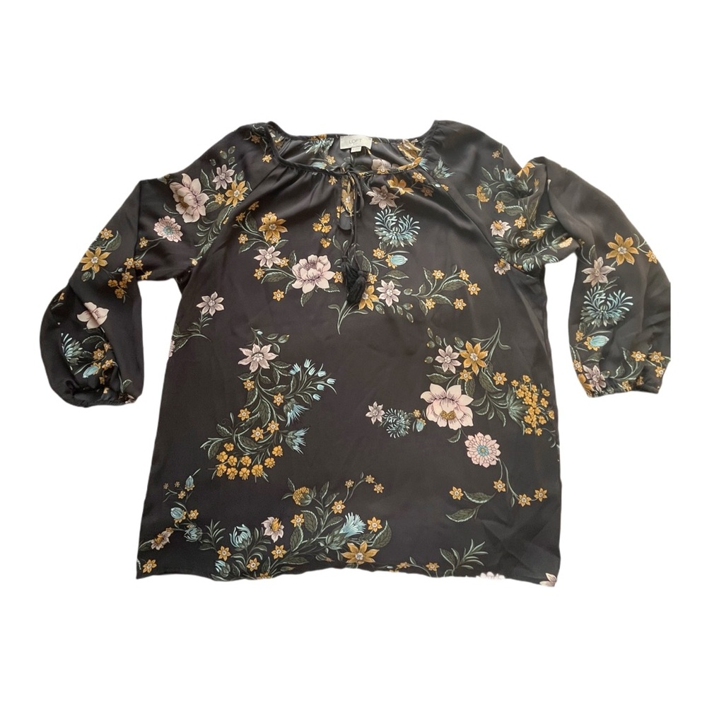 Loft Outlet Floral Tassel Tie Top